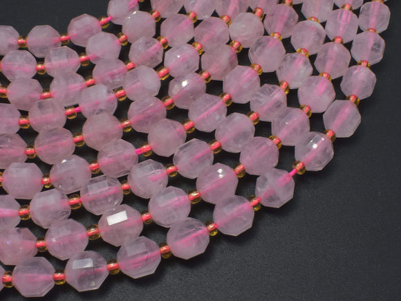 Rose Quartz Beads, 8mm Faceted Prism Double Point Cut-Gems: Round & Faceted-BeadDirect