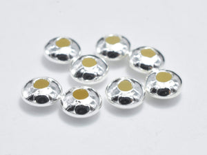 20pcs 925 Sterling Silver Spacers, 4x2mm Saucer Beads-Metal Findings & Charms-BeadDirect