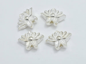 1pc 925 Sterling Silver Bead, Lotus Flower, 12x9mm, 4.7mm Thick-Metal Findings & Charms-BeadDirect