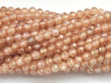 Cubic Zirconia - Light Champagne, CZ beads, 4mm, Faceted-BeadDirect