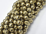 Hematite-Light Gold, Pyrite Color, 8mm Faceted Round-Gems: Round & Faceted-BeadDirect