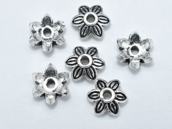 8pcs 925 Sterling Silver Bead Caps-Antique Silver-Metal Findings & Charms-BeadDirect