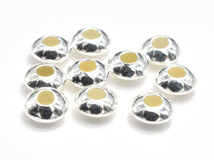 30pcs 925 Sterling Silver Spacers, 3.5x1.6mm Saucer Beads-Metal Findings & Charms-BeadDirect