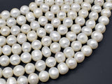 Fresh Water Pearl Beads-White, Approx 9-10mm Potato Beads-Pearls & Glass-BeadDirect