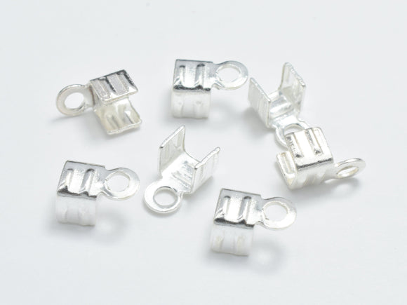 10pcs 925 Sterling Silver Cord Ends, Fold Over Cord Ends, 6x4mm, Inner 2.8mm-BeadDirect