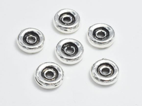 4pcs 925 Sterling Silver Beads-Antique Silver, 6.8mm Rondelle Beads, Big Hole Spacer Beads, 6.8x2.2mm-BeadDirect