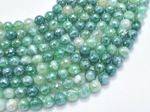Mystic Coated Banded Agate-Green, 8mm Faceted Round-Agate: Round & Faceted-BeadDirect