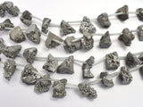 Raw Druzy Quartz Geode - Coated Silver, Approx. 15x18mm Nugget-BeadDirect