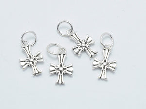 2pcs 925 Sterling Silver Charm-Antique Silver, Cross Charms-Metal Findings & Charms-BeadDirect