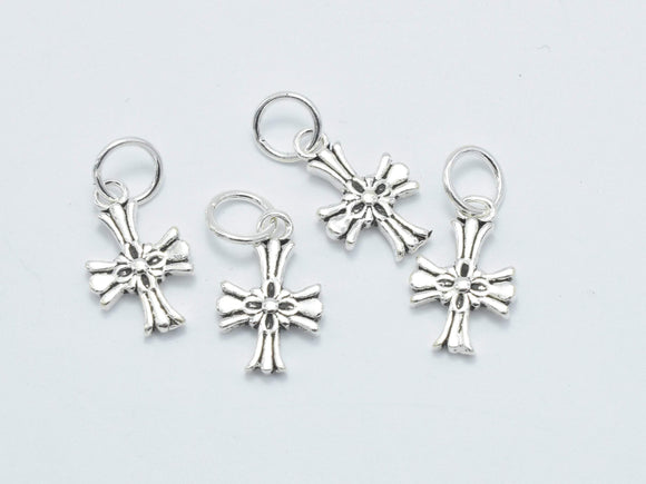 2pcs 925 Sterling Silver Charm-Antique Silver, Cross Charms-Metal Findings & Charms-BeadDirect