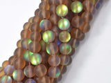 Matte Mystic Aura Quartz-Smoky Brown, 8mm (8.5mm) Round-Gems: Round & Faceted-BeadDirect