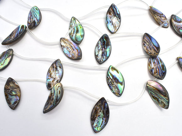 Abalone 13x25mm Curved Marquise Beads, Side Drilled, 14 Inch-BeadDirect