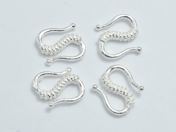 4pcs 925 Sterling Silver S Hook Clasps, S Hook Clasps Connector, 12x8mm-BeadDirect