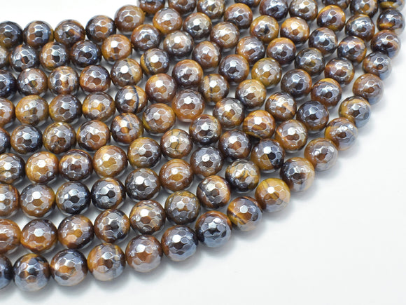 Mystic Coated Tiger Eye Beads, 8mm Faceted, AB Coated-Gems: Round & Faceted-BeadDirect