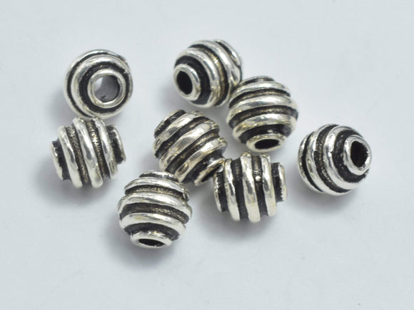 8pcs 925 Sterling Silver Beads-Antique Silver, 3.8mm Round Bead-Metal Findings & Charms-BeadDirect