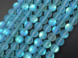 Matte Mystic Aura Quartz-Aqua Blue, 8mm (8.5mm) Round-Gems: Round & Faceted-BeadDirect