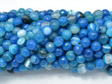 Banded Agate Beads, Striped Agate, Blue, 6mm Faceted Round-Agate: Round & Faceted-BeadDirect