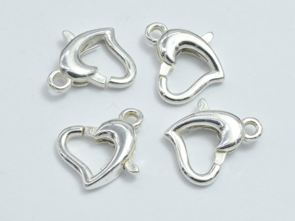 2pc 925 Sterling Silver Clasp, Heart Clasp, 10x9mm-BeadDirect
