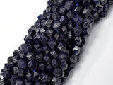 Blue Goldstone Beads, 6mm (5.5mm) Star Cut Faceted 13.5 Inch-Gems: Round & Faceted-BeadDirect