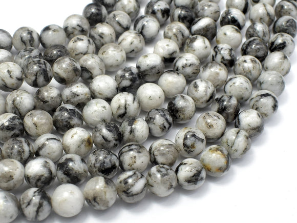 White Zebra Jasper, 8mm (8.3mm) Round Beads-Gems: Round & Faceted-BeadDirect