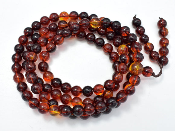Amber Resin-Red, 8mm Round Beads, 33 Inch, Approx 108 beads-Gems: Round & Faceted-BeadDirect