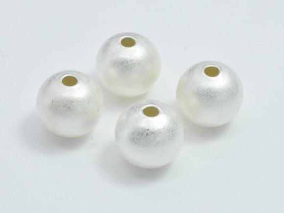 4pcs Matte 925 Sterling Silver Beads, 8mm Round Beads-Metal Findings & Charms-BeadDirect