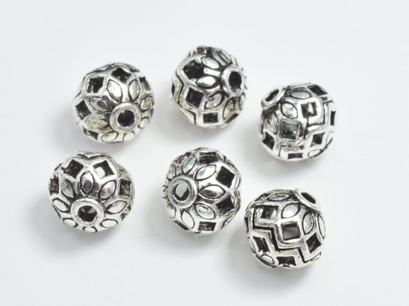 2pcs 925 Sterling Silver Beads-Antique Silver, 8x7mm Rondelle Beads, Filigree Spacer Beads-BeadDirect