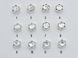 1pc 925 Sterling Silver Astrology Sign Beads, 7.8mm, Hexagon Beads, Zodiac Sign Beads, Big Hole 2.8mm-BeadDirect