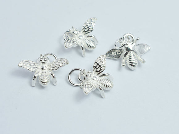 2pcs 925 Sterling Silver Charms, Honey Bee Charms, 14x11mm-BeadDirect