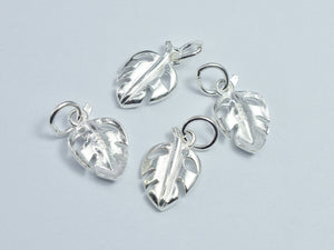 2pcs 925 Sterling Silver Charms, Leaf Charms, 13x9mm-BeadDirect
