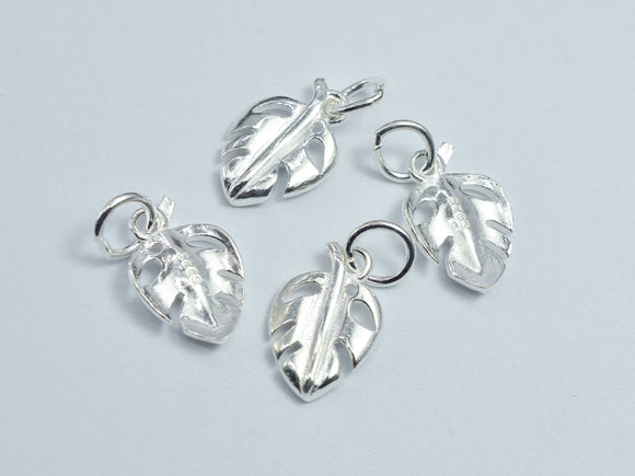 2pcs 925 Sterling Silver Charms, Leaf Charms, 13x9mm-BeadDirect