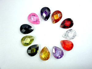 CZ beads, 13x18mm Faceted Pear Briolette-Cubic Zirconia-BeadDirect