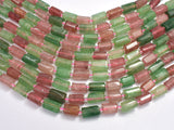 Strawberry Quartz, Green Strawberry Quartz, Lepidocrocite, 7x12mm Faceted Tube-BeadDirect