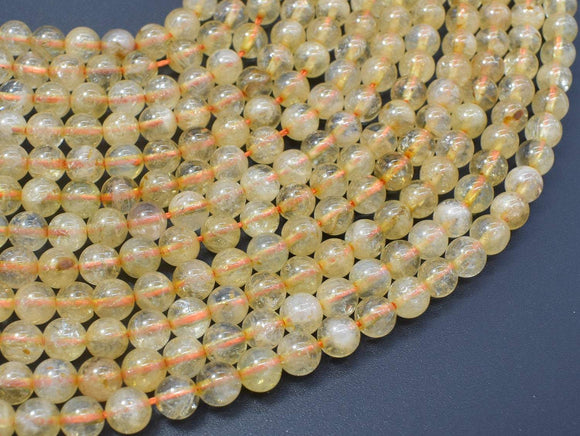Citrine Beads, 6mm(6.2mm) Round Beads-Gems: Round & Faceted-BeadDirect