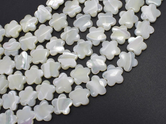 Mother of Pearl, MOP, White, 12mm Flower-BeadDirect