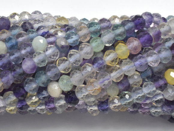 Fluorite Beads, Rainbow Fluorite, 2.3x3.2mm Micro Faceted Rondelle-Gems:Assorted Shape-BeadDirect
