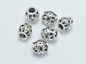 6pcs 925 Sterling Silver Beads-Antique Silver, Filigree Drum Beads, Spacer Beads, 5.8x6mm-Metal Findings & Charms-BeadDirect
