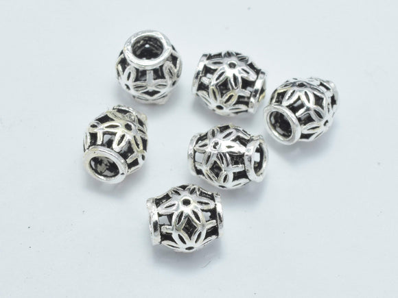6pcs 925 Sterling Silver Beads-Antique Silver, Filigree Drum Beads, Spacer Beads, 5.8x6mm-Metal Findings & Charms-BeadDirect