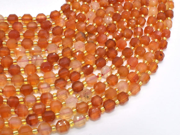 Carnelian Beads, 6mm Faceted Prism Double Point Cut-Gems: Round & Faceted-BeadDirect