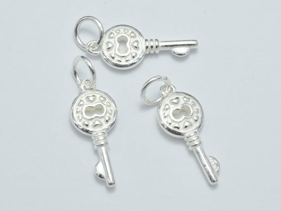 1pc 925 Sterling Silver Charms, Key Charms, 20x8mm-BeadDirect