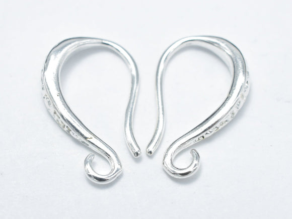 10pcs Earing Hooks, Fishhook, Silver Plated, 9x15mm, Hole 1.5mm-Metal Findings & Charms-BeadDirect