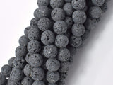 Unwaxed Black Gray Lava, 8mm (8.5mm) Round-Gems: Round & Faceted-BeadDirect