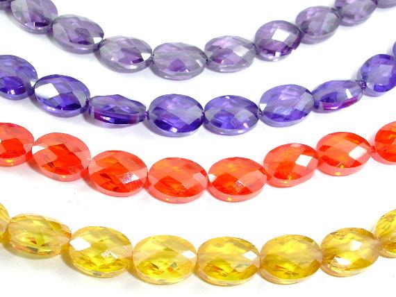 CZ beads, Faceted Oval, 6x8mm-Cubic Zirconia-BeadDirect