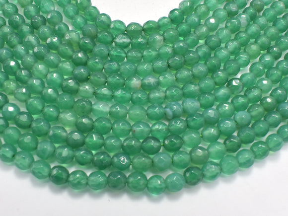 Agate Beads-Green, 4mm Faceted Round, 15 Inch-Gems: Round & Faceted-BeadDirect