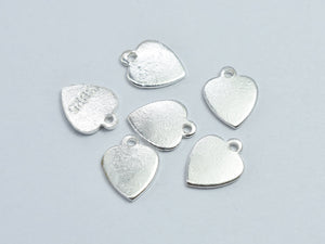 4pcs 925 Sterling Silver Heart Charm, 6.5x8mm-BeadDirect