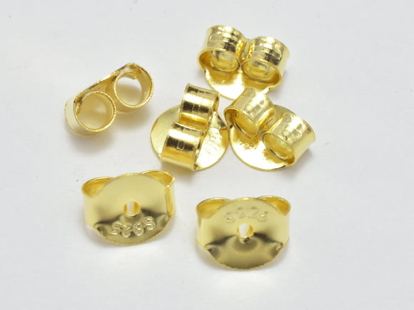 20pcs 24K Gold Vermeil Ear Nuts, 925 Sterling Silver Ear Nuts, Butterfly Backings-Metal Findings & Charms-BeadDirect