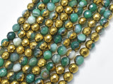 Mystic Coated Banded Agate-Green & Gold, 6mm, Faceted-BeadDirect