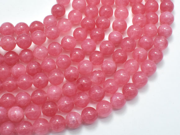 Jade Beads-Rose Pink, 8mm Round Beads-BeadDirect