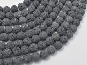 Unwaxed Black Gray Lava, 10mm (10.5mm) Round-Gems: Round & Faceted-BeadDirect