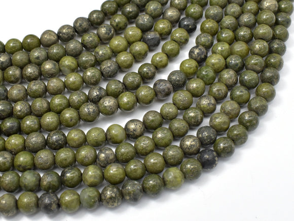 Epidote-Pyrite Inclusion, 6mm(6.3mm) Round beads-Gems: Round & Faceted-BeadDirect